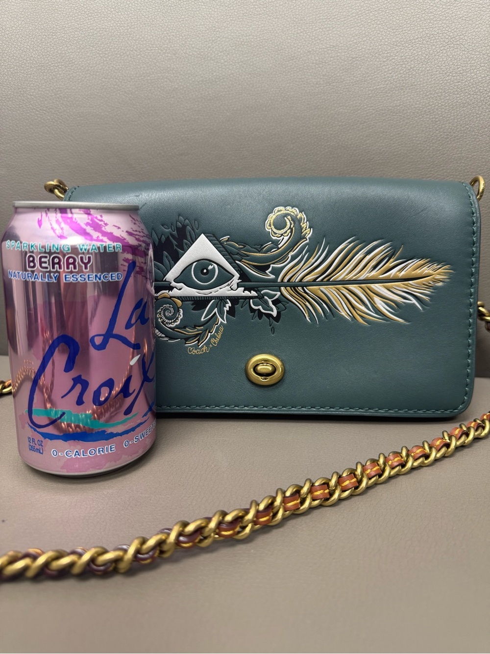 RARE Coach x Chelsea Teal Champlain Tattoo Dinky Crossbody Bag- W Bag - Picture 16 of 16